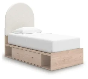 Ashley Furniture PCB1566B6 Ashley Furniture PCB1566B6 Arloster - Twin Upholstered Panel Bed With 2 Under Bed Storage Units - Tan / White