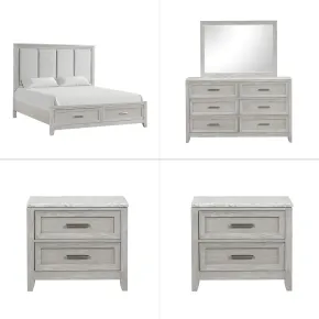 New Classic 00-2442-25N New Classic 00-2442-25N Fiona - 6/0 California King 5 Piece Bedroom Set (Bed & Dresser & Mirror & 2 Nightstands) - Gray