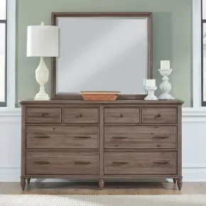 Liberty Furniture 866-BR-DM Hickory Grove - Dresser & Mirror - Heirloom Brown