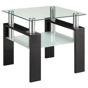 CoasterEveryday 702287 Dyer - 1-Shelf Square Glass Top Side End Table - Black