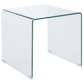 CoasterEssence 705327 Ripley - Squared Tempered Bent Glass Side End Table - Clear