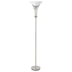 CoasterEveryday 901193 Archie - Frosted Torchiere Floor Lamp - Brushed Steel