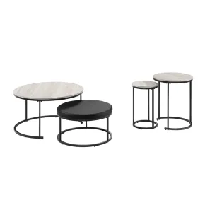 New Classic T4161-4P Forma - 4 Piece Occasional Set (1 Coffee, 1 Large End Table & 1 Stool, 1 Small End Table) - Black / White / Gray