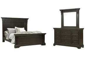 Pulaski Furniture P012-BR-K1-KIT3 Pulaski Furniture P012-BR-K1-KIT3 Caldwell - Queen Panel Bed And Drawer Dresser With Mirror - Smoked Molasses