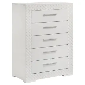 Coaster Fine Furniture 224945 Ives - 5-Drawer Bedroom Chest Of Drawers - White High Gloss