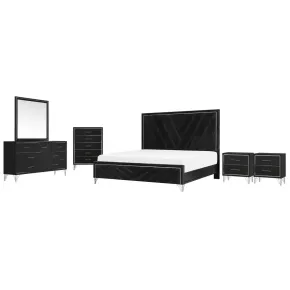 New Classic 00-B1891-16N New Classic 00-B1891-16N Ava - 6/6 King 6 Piece Bedroom Set (Bed, Dresser, Mirror, Chest, 2 Nightstands) - Black