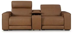 Ashley Furniture PCU10700S3 Magic Man - 3-Piece Power Reclining Sectional Loveseat With Console - Caramel