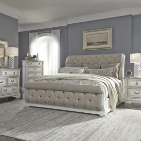 Liberty Furniture 520-BR-CSLDMCN Abbey Park - 5 Piece Bedroom Set (California King Sleigh Bed, Dresser & Mirror, Chest, Nightstand) - Antique White