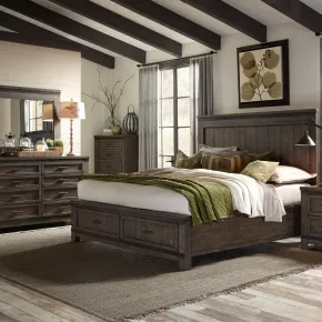 Liberty Furniture 759-BR-QSBDM Liberty Furniture 759-BR-QSBDM Thornwood Hills - 3 Piece Bedroom Set (Queen Storage Bed, Dresser & Mirror) - Rock Beaten Brown