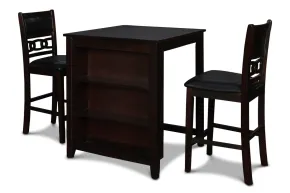 New Classic D1701-32S-EBY New Classic D1701-32S-EBY Gia - Counter Table With 2 Chairs & Storage Shelf - Ebony