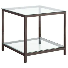 CoasterEssence 720227 Trini - 1-Shelf Glass Top Side End Table - Black Nickel