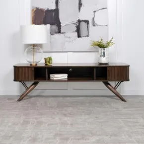 Coaster Fine Furniture 701713 Valna - Wood TV Stand With Sliding Doors - Walnut