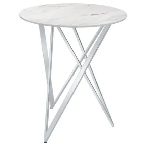CoasterEveryday 183526 Bexter - Round Faux Marble Bistro Bar Table - Chrome