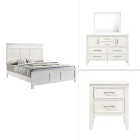New Classic 00-677W-24N New Classic 00-677W-24N Andover - 6/0 Western King 4 Piece Bedroom Set (Bed & Dresser & Mirror & Nightstand) - White
