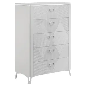 Coaster Fine Furniture 215795 Cassia - 5-Drawer Bedroom Chest Of Drawers - White High Gloss