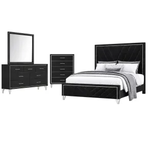 New Classic 00-B1891-34C New Classic 00-B1891-34C Ava - 5/0 Queen 4 Piece Bedroom Set (Bed, Dresser, Mirror, Chest) - Black