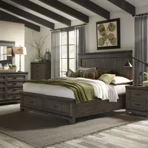 Liberty Furniture 759-BR-Q2SDMN Liberty Furniture 759-BR-Q2SDMN Thornwood Hills - 4 Piece Bedroom Set (Queen Two Sided Storage Bed, Dresser & Mirror, Nightstand) - Rock Beaten Brown