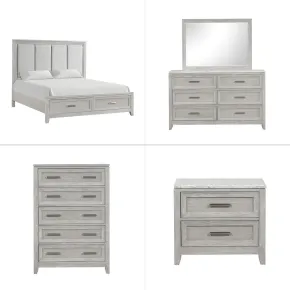 New Classic 00-2442-15C New Classic 00-2442-15C Fiona - 6/6 King 5 Piece Bedroom Set (Bed & Dresser & Mirror & Chest & Nightstand) - Gray