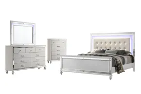 New Classic 02-9698W-14C New Classic 02-9698W-14C Valentino - 6/6 King 4 Piece Bedroom Set (Bed, Dresser, Mirror, Chest) - White