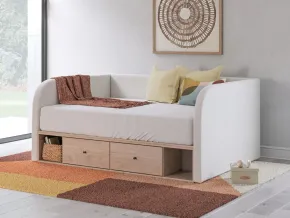 Ashley Furniture PCB1566B11 Arloster - Full Upholstered Day Bed With Storage - Tan / White
