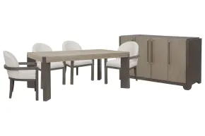 Pulaski Furniture P402240-KIT14 Pulaski Furniture P402240-KIT14 Anderson Park - Leg Dining Table With 4 Upholstered Host Chairs And Sideboard - Moose Trail / Frontier Brown