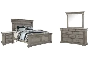Pulaski Furniture P091-BR-K5-KIT4 Pulaski Furniture P091-BR-K5-KIT4 Madison Ridge - California King Panel Bed, 2 Nightstands And Drawer Dresser With Framed Mirror - Heritage Taupe