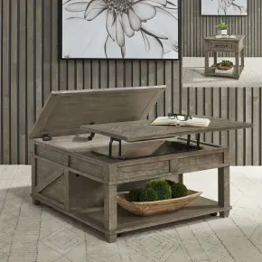 Liberty Furniture 172-OT-O3PCS Parkland Falls - 3 Piece Table Set (1 Lift Top Cocktail Table 2 End Tables) - Weathered Taupe