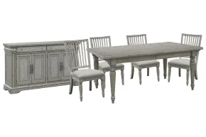 Pulaski Furniture P091240-KIT2 Pulaski Furniture P091240-KIT2 Madison Ridge - Extendable Leg Dining Table With 4 Side Chairs And Server - Bluff Gray