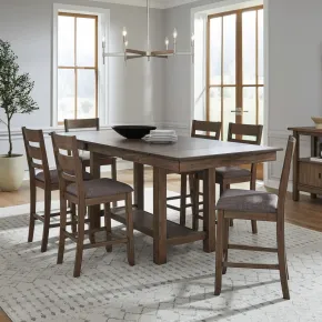 Liberty Furniture 182WT-CD-O7GTRS Liberty Furniture 182WT-CD-O7GTRS Brook Bay - 7 Piece Gathering Trestle Table Set (Slat Back Chairs) - Sandstone