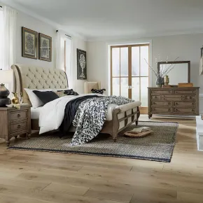 Liberty Furniture 615-BR-KCSDMN Liberty Furniture 615-BR-KCSDMN Americana Farmhouse - 4 Piece Bedroom Set (California King Sleigh Bed, Dresser & Mirror, Night Stand) - Dusty Taupe