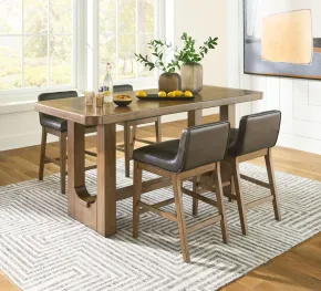 Ashley Furniture D974/13/124(2) Cabalynn - 5 Pc. - Rectangular Dining Room Counter Table, 4 Upholstered Barstools - Light Brown