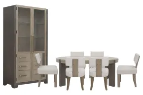 Pulaski Furniture P402230-KIT19 Pulaski Furniture P402230-KIT19 Anderson Park - Round Dining Table With 6 Klismos Dining Chairs And China Cabinet - Moose Trail / Frontier Brown