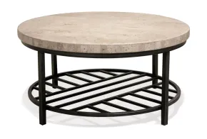 Riverside Furniture 77701 Capri - Round Cocktail Table - Alabaster Travertine