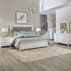 Liberty Furniture 781-BR-KUBDMCN Liberty Furniture 781-BR-KUBDMCN Reflections - 5 Piece Bedroom Set (King Upholstered Bed, Dresser & Mirror, Chest, Night Stand) - Pearl White