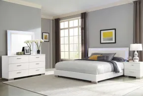 CoasterEssence 203500KW-S4L Felicity - 4 Piece California King Bedroom Set With LED - White High Gloss