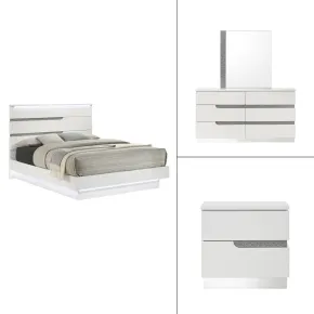 New Classic 00-B69-34N New Classic 00-B69-34N Paradox - 5/0 Queen 4 Piece Bedroom Set (Bed & Dresser & Mirror & Nightstand) - White