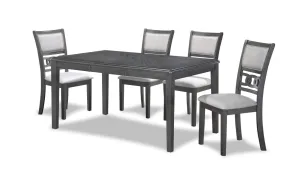 New Classic D1701-160-GRY Gia - 5 Piece Dining Set (Table & 4 Chairs) - Gray