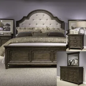 Liberty Furniture 297-BR-KUBDMN Liberty Furniture 297-BR-KUBDMN Paradise Valley - 4 Piece Bedroom Set (King Upholstered Bed, Dresser & Mirror, Nightstand) - Saddle Brown