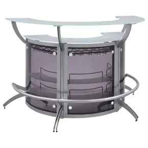 CoasterEssence 100135-S3 Dallas - 3 Piece Curved Freestanding Home Bar Cabinet - Silver