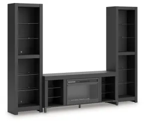 Ashley Furniture W2721W2 Cayberry - 3-Piece Entertainment Center With Electric Fireplace - Black