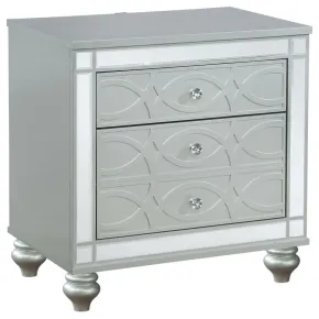 CoasterEssence 223212 Gunnison - 2-Drawer Nightstand - Silver Metallic