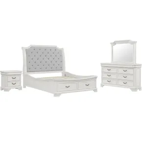 New Classic 00-493W-14N New Classic 00-493W-14N Lyndhurst - 6/6 Eastern KIng 4 Piece Bedroom Set (Bed, Dresser, Mirror, Nightstand) - White