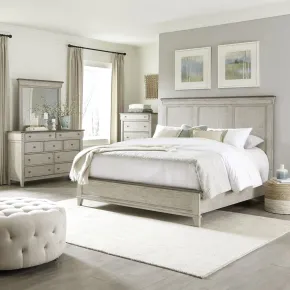 Liberty Furniture 457-BR-KPBDMC Liberty Furniture 457-BR-KPBDMC Ivy Hollow - 4 Piece Bedroom Set (King Panel Bed, Dresser & Mirror, Chest) - Weathered Linen / Dusty Taupe