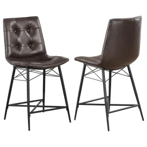 CoasterEssence 107860 Aiken - Upholstered Tufted Counter Chair (Set of 2) - Brown