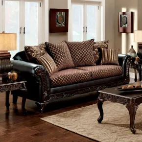 Furniture of America SM7635N-SF San Roque - Sofa - Brown / Espresso / Dark Cherry