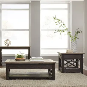 Liberty Furniture 422-OT-O3PCS Heatherbrook - 3 Piece Table Set (1 Lift Top Cocktail 2 End Tables) - Charcoal & Ash