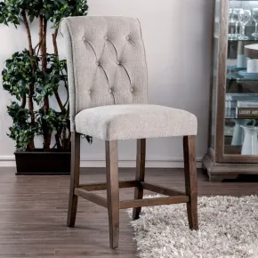 Furniture of America CM3564A-PC-2PK Sania - Counter Height Chair (Set of 2) - Beige / Rustic Oak