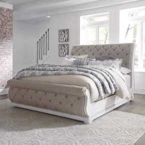 Liberty Furniture 244-BR-KUSL Magnolia Manor - King Upholstered Sleigh Bed - Antique White