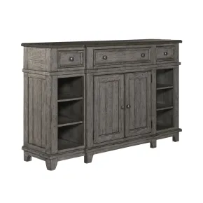 Liberty Furniture 237G-SR6642 River Place - Breakfront Server - Riverstone Gray & Tobacco