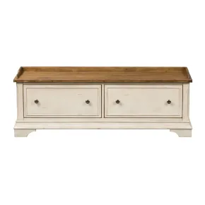 Liberty Furniture 498-OT47 Morgan Creek - Storage Hall Bench - Antique White / Wirebrushed Tobacco Accents
